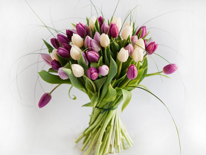 Piękny bukiet ślubni tulipany