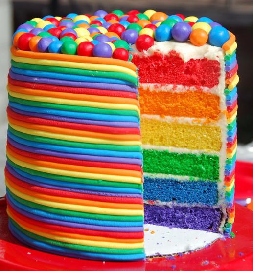 Rainbow cake: przepis ze zdjęciem